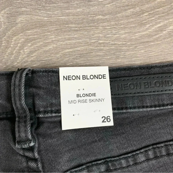 Free people Neon Blonde Skinny Jeans Blondie Black Distressed Denim High Waist - Picture 11 of 16